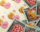 Vintage unused - Rock Candy - postage stamps to post 10 love letters - or use in scrapbooking and crafts