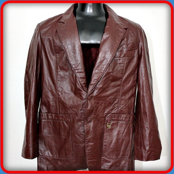 Classic Vintage Leather Blazer Jacket Etienne Aigner Coat Mens