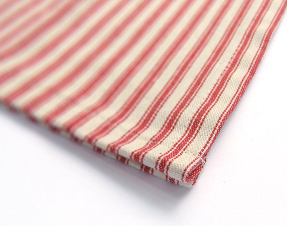 Red French Ticking Cloth Napkins - Set of 4 - Dinner Napkins