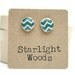 Chevron post earrings , Deep sea blue  studs , resin jewelry , stud earrings , fall fashion , wood earrings , fall jewelry , eco friendly ,