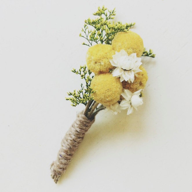 Yellow Button boutonniere pin