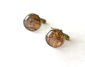 Real Bark Cufflinks - brown unusual handmade resin cuff links woodland rustic wedding - Prunus cerasus