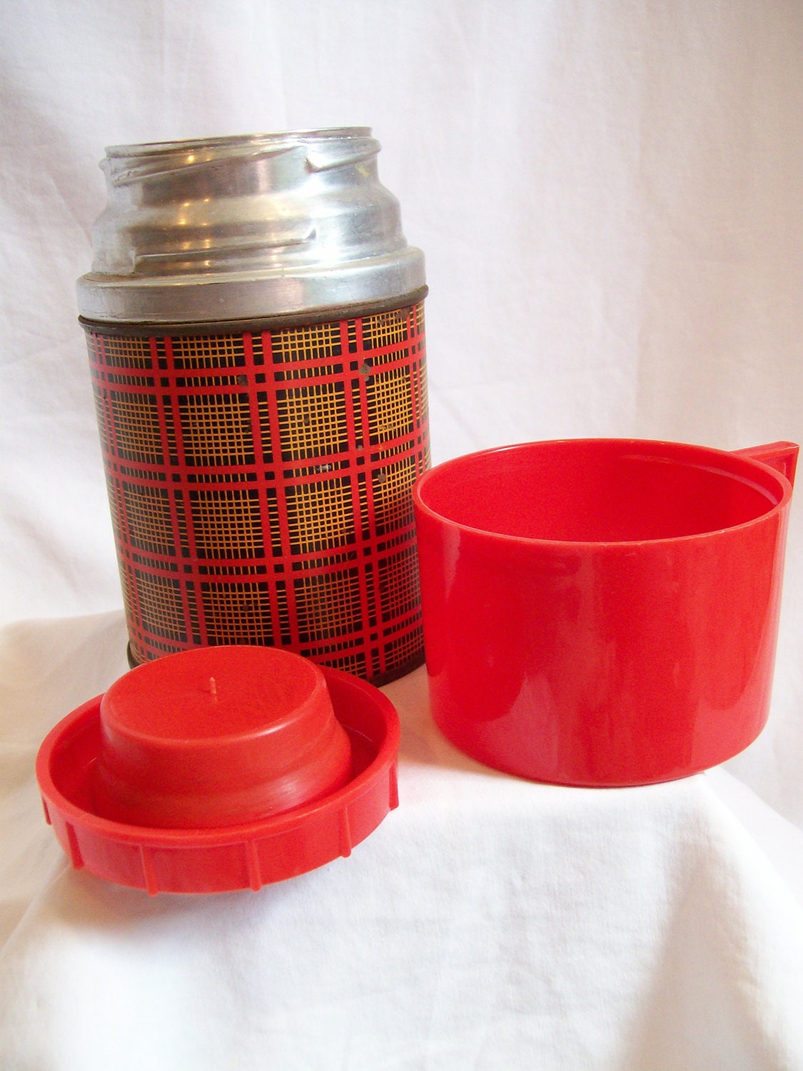 Vintage Red Plaid Thermos