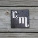 oil rubbed bronze stone coasters custom monogram initial wedding coasters favor rustic wedding gift groomsman gift