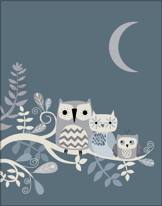 owl family tree. 11 x 14 wall art