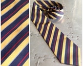 Burberry Regimental Necktie -- Blues, Red & Yellow -- Preppy -- Ivy League Tie