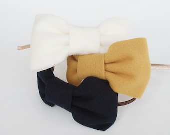 Navy Wool Big Bow Headband