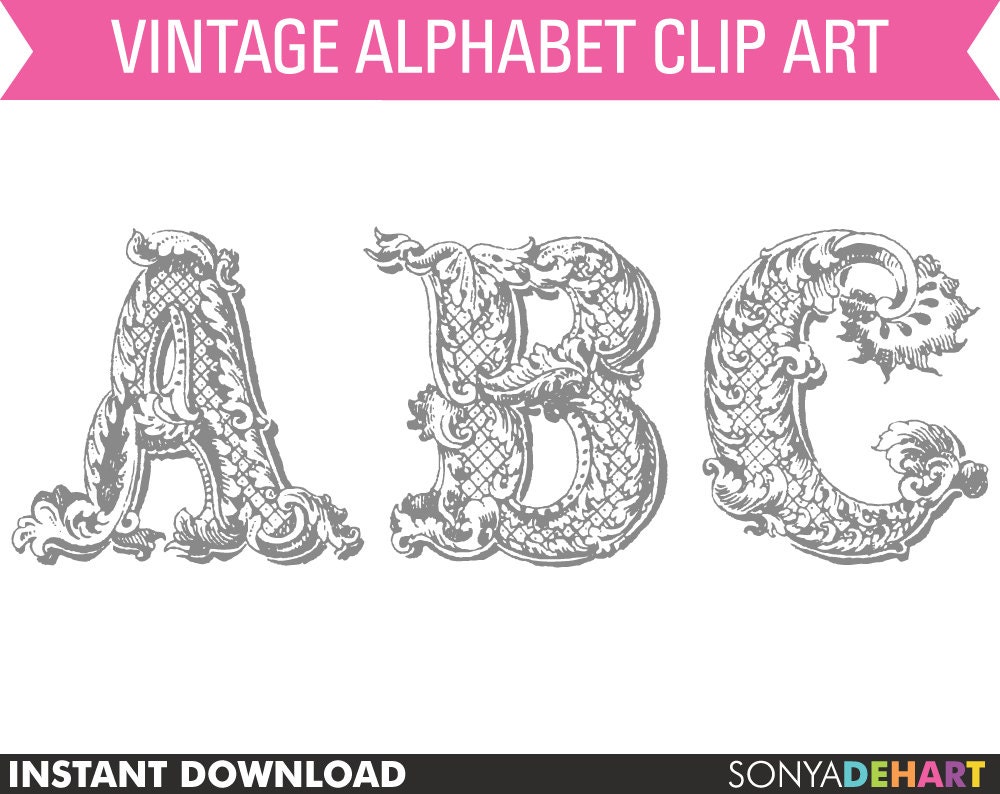 free vintage alphabet clip art - photo #16