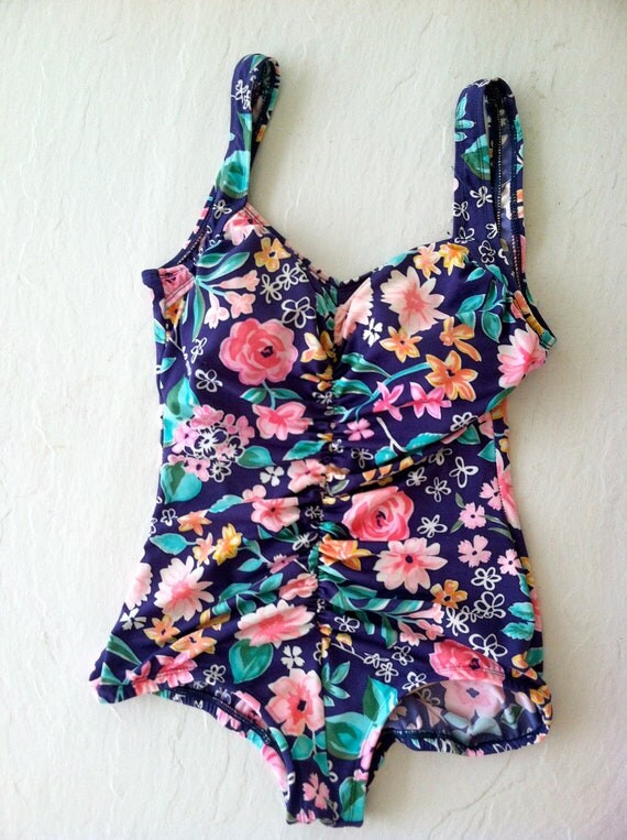 vintage floral swim suit // one piece