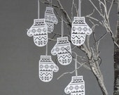 Set of Six Papercut Mitten Christmas Tree Decorations - sarahlouisematthews