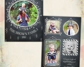 INSTANT DOWNLOAD - Christmas Card Photoshop template - Starry Night - E555