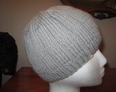 Light Grey Ribbed Knit Beanie