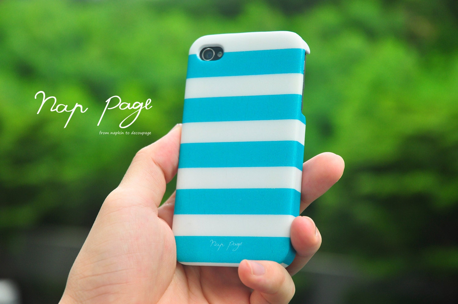 Apple iphone case for iphone iphone 5 iphone 4 iphone 4s iPhone 3Gs : Blue turquoise line with white line