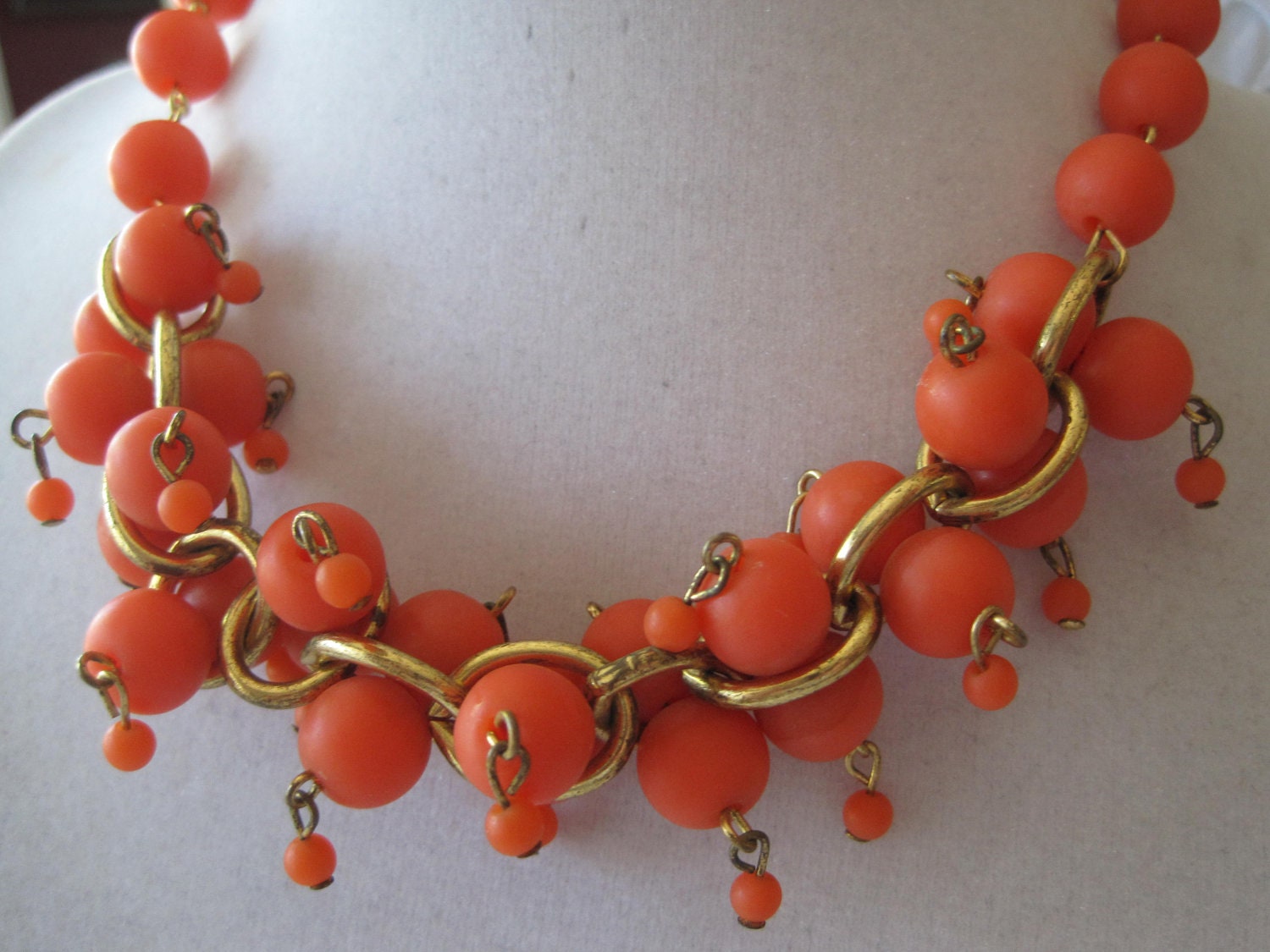Reserved for AndreaVintage Orange Plastic Chunky Bead Necklace