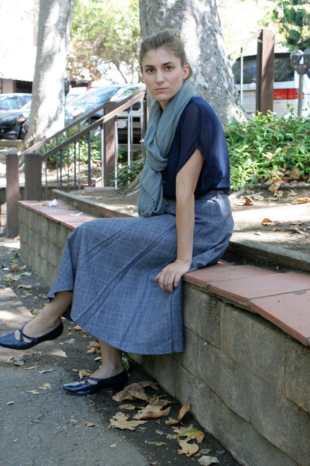 70's Vintage Pleated Wool Skirt - Mid-Length Skirt
