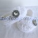 Baby Girl Infant Shoes / Slippers / Booties - White & Jewel - YOUR choice size - (newborn - 12 months) - photo prop - crochet
