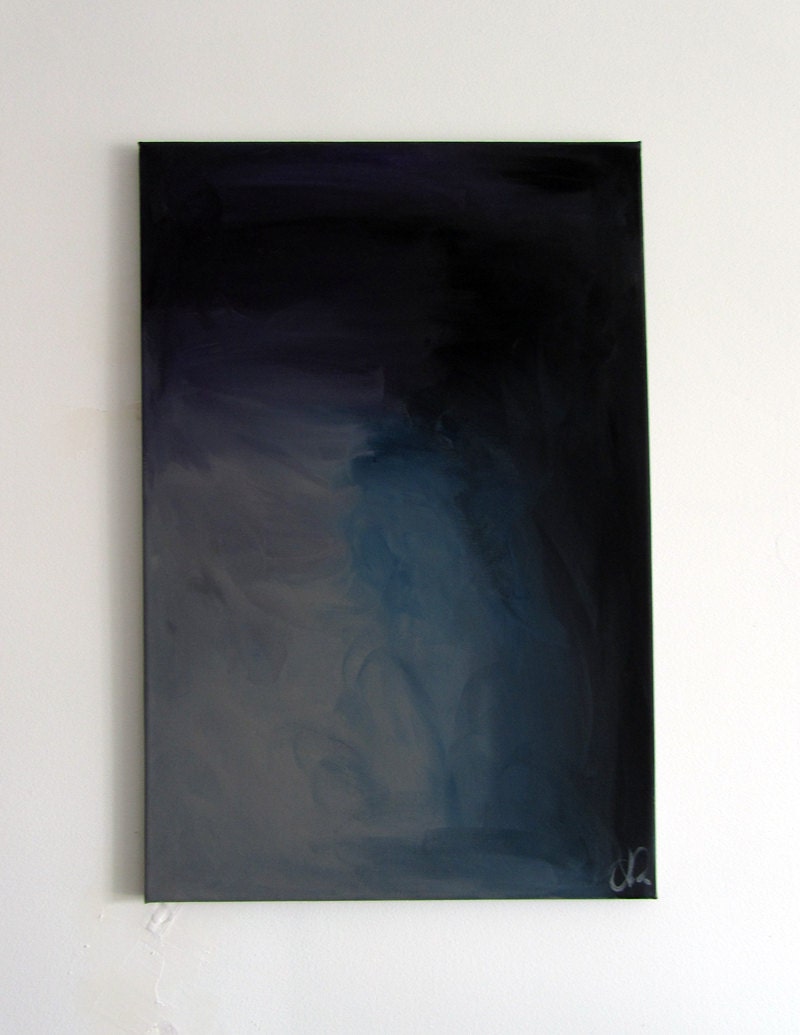 No. 83 - Modern Abstract Painting 16" x 24" on regular 3/4" depth canvas - Blue, purple and grey