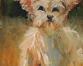 Impressionist Art -Shabby Chic Style Framed Oil Painting - Original Art - Small Dog - Cockapoo - 5"x7"