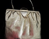 Gold vintage handbag LARGE, 1950s, lame with chain detail--wonderful condition