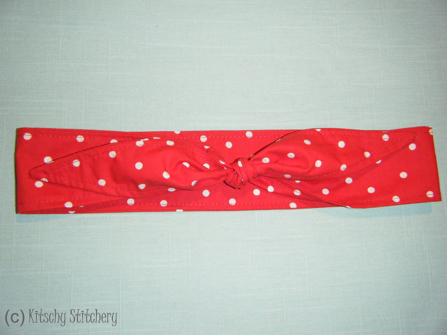 Red with White Polka Dots. The Rosie. Rockabilly - Pin up style Headband / Hair Scarf/ Hair Tie/ Neck Scarf.