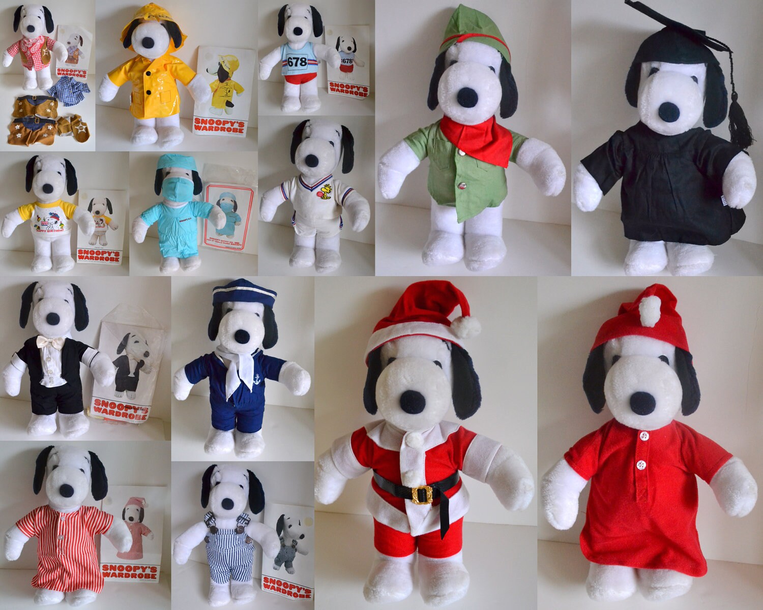 snoopy stuffed animal with clothes