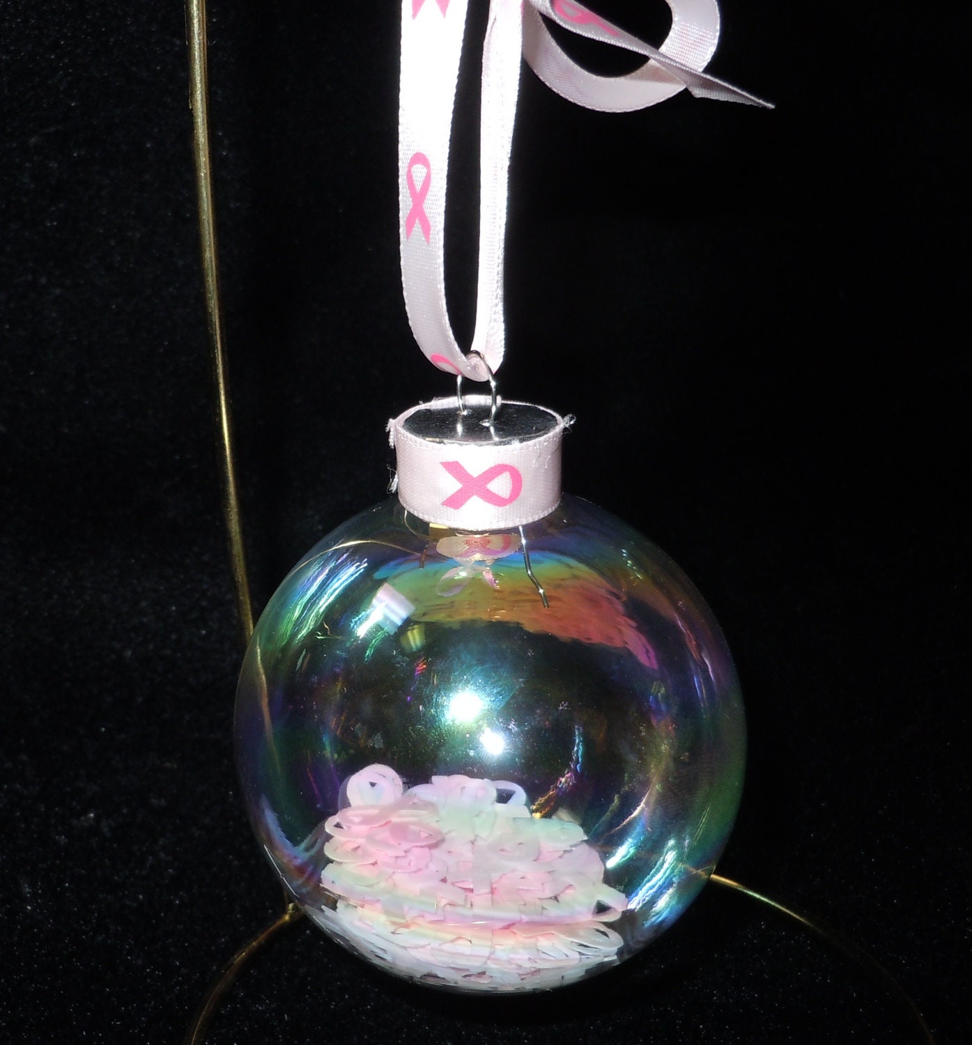 Glass Breast Cancer Awareness Ornament