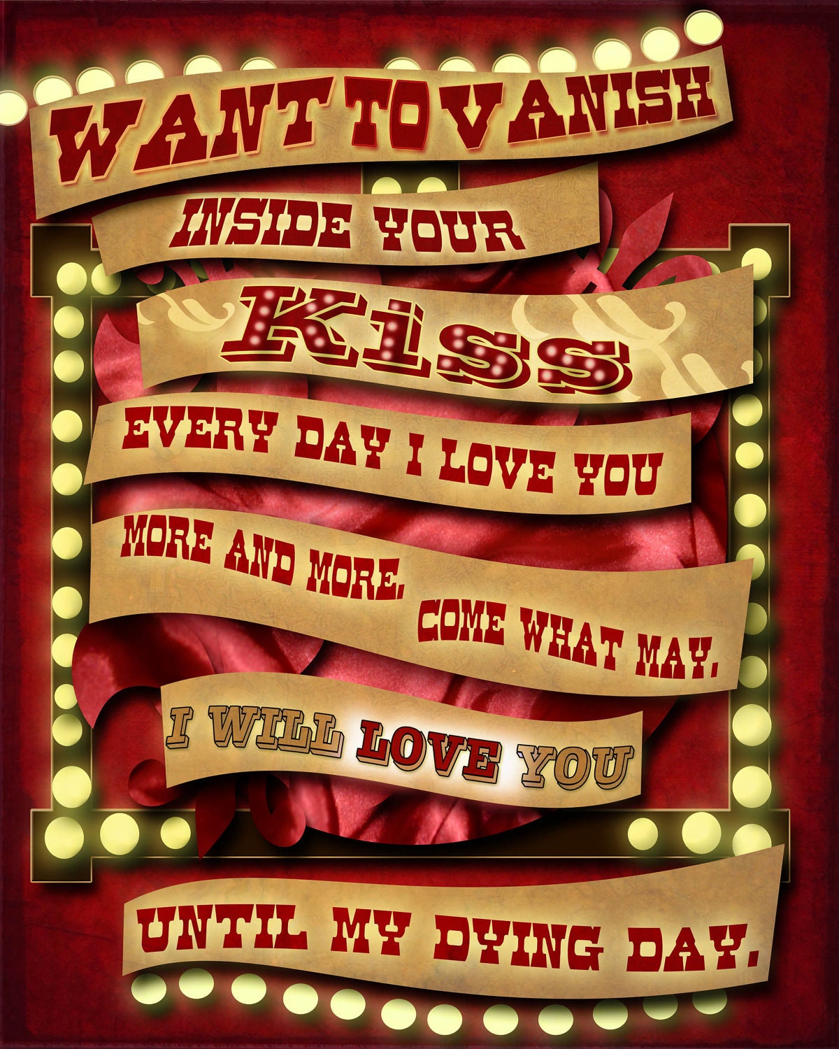 Items similar to Moulin Rouge.. Romantic Quote Poster... digital file ...