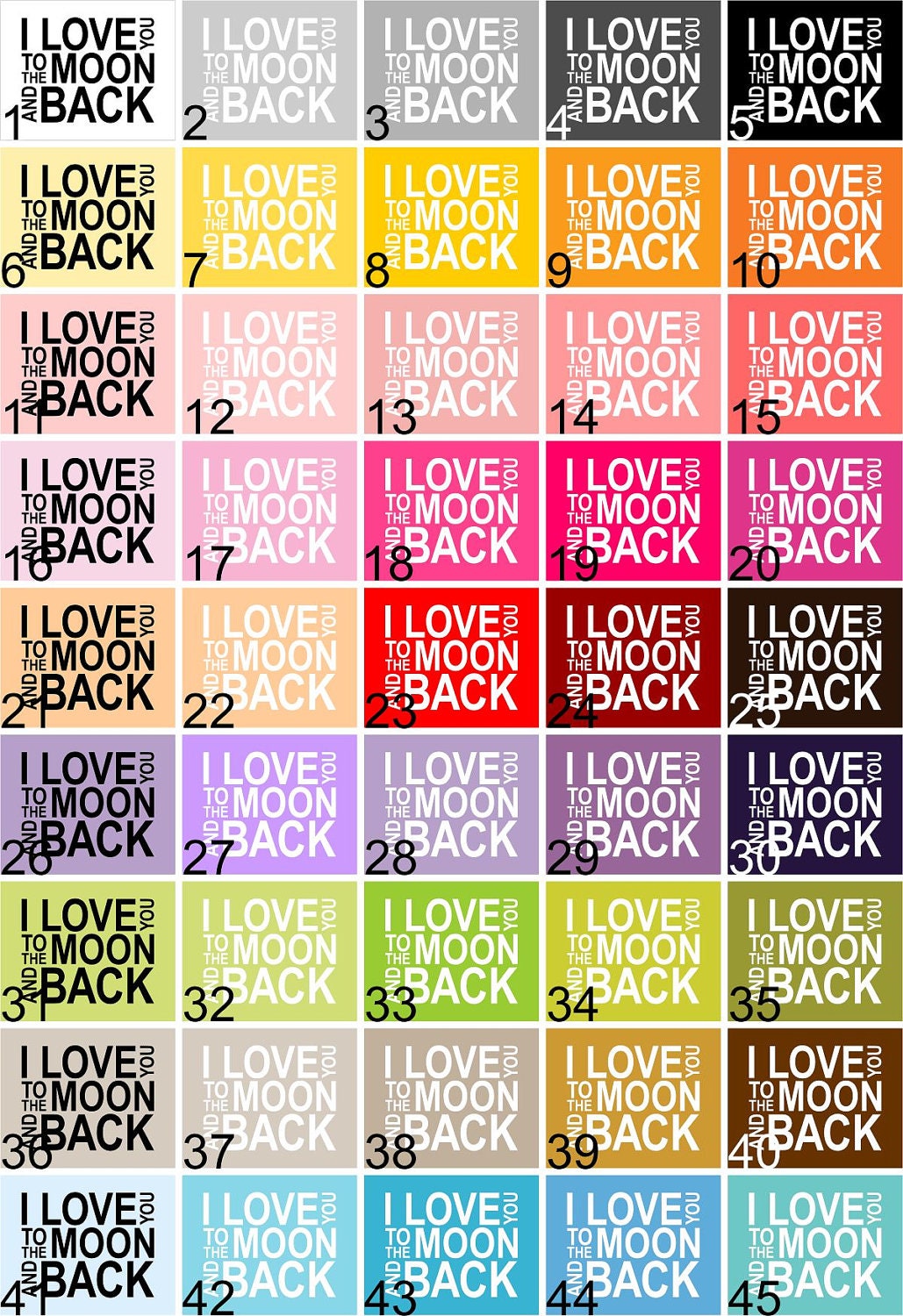 Nursery quote print I Love You To The Moon And Back 8x10 CUSTOM COLORS