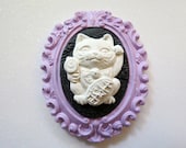 Lucky Cat Cameo Brooch(lavender)