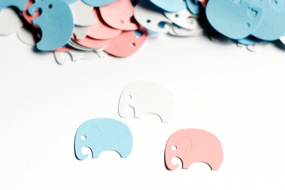 Elephant Baby Shower, Elephant Confetti, Gender Reveal Baby Shower, Twins Baby Shower Il_570xn