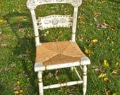 Rush Seat Painted Chair Ethan Allen Kitchenette Vintage Wood Chair