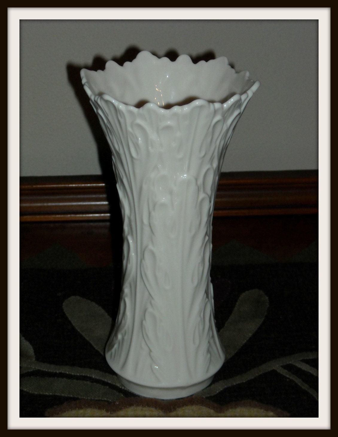 Lenox Woodland Vase Cream Acanthus Leaf by VintageEclectibles