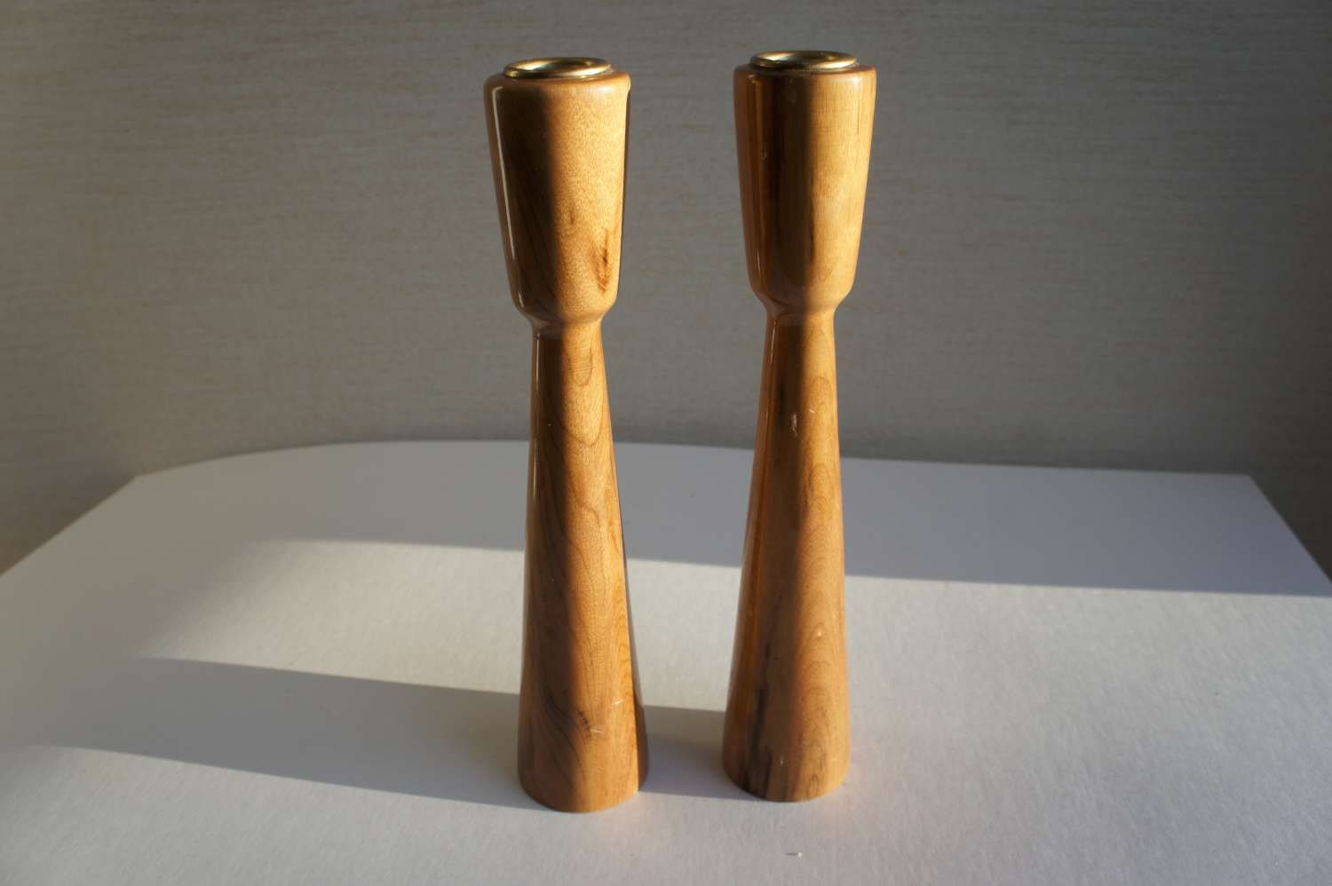 Vintage Mid Century Modern Wood Candlesticks