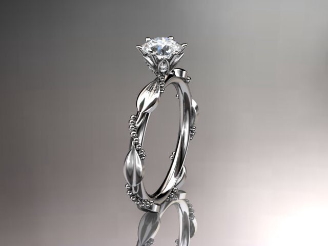14k  white gold diamond vine and leaf wedding ring,engagement ring ADLR178