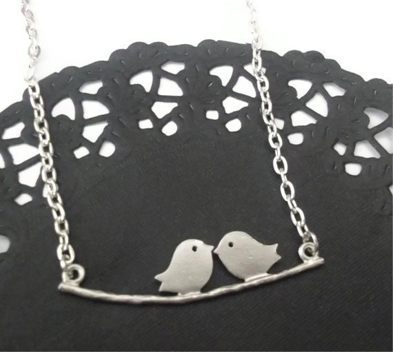 Silver Bird Necklace, Birdy and Branch