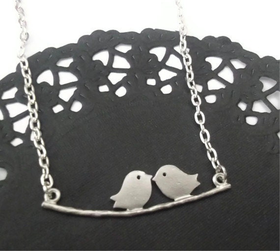 Silver Bird Necklace, Birdy and Branch