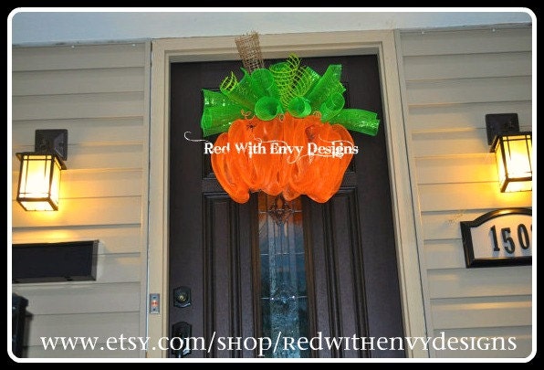 Large Halloween Wreath, Halloween Wreath, Deco Mesh Wreath, Wreath,Pumpkin, Pumpkin Wreath