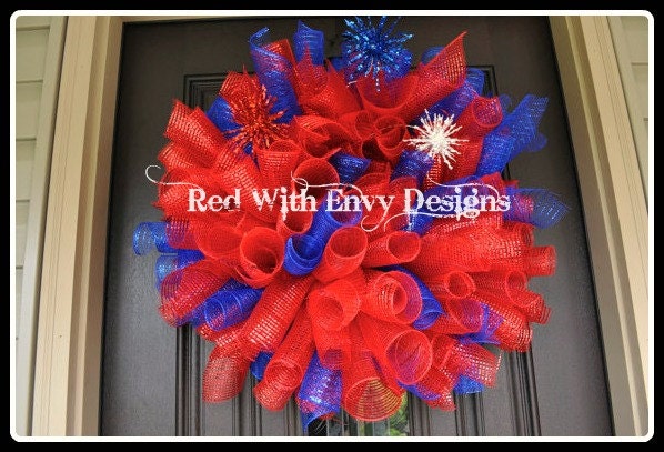 Fourth of July Wreath, Spiral Wreath, 4th of July Wreath, Wreath, Deco Mesh Wreath, Curly Wreath, Patriotic Wreath, RAZ, RAZ Wreath