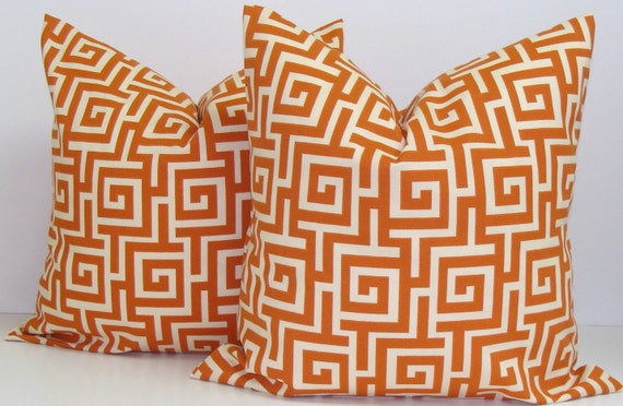 Pillows.Burnt Orange.Nate Berkus Featured These.SET OF TWO 18x18 inch.Decorator Pillow Covers