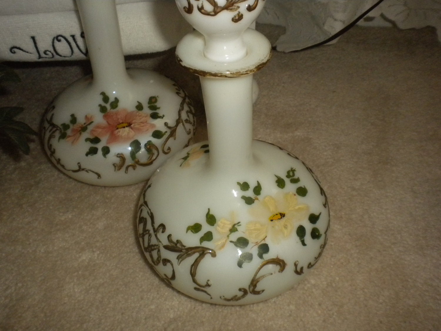 Vintage Hand painted Decanters,Victorian,Shabby chic,French,French Country,Eclectic