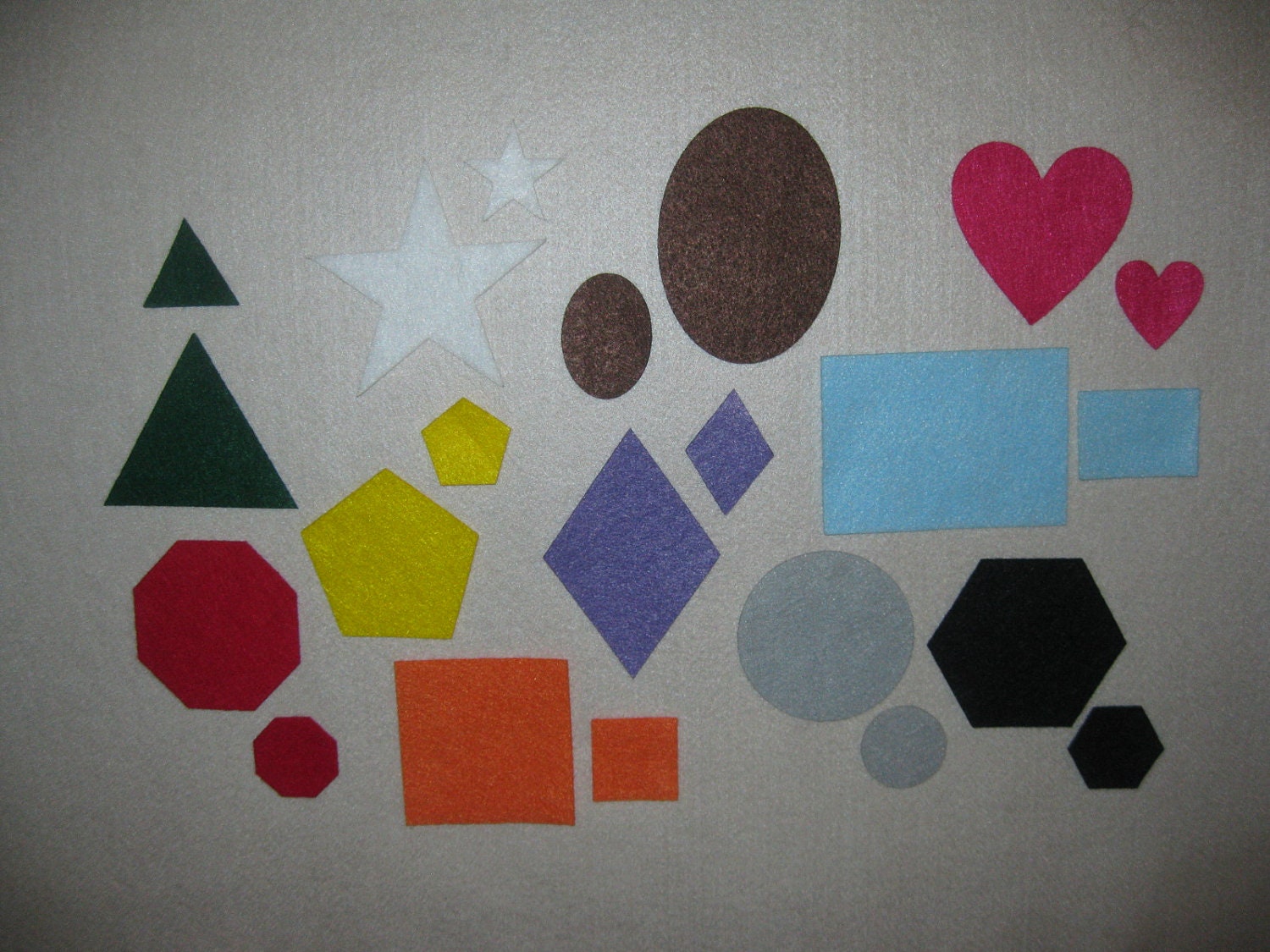 Extra Small &  Large Felt Geometric Shapes Set (Circle Time / Felt Set / Flannel Board Story)