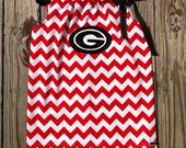 Girls game day pillowcase dress. Red white black chevron UGA bulldogs or favorite team logo. Custom children's clothing By EverythingSorella