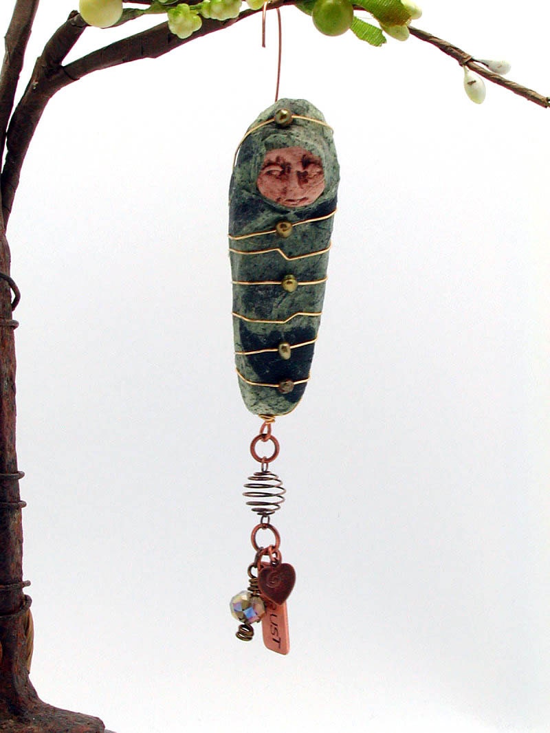 Madrigal Spirit Trust Chrysalis Variegated Green with Copper Tag and Freshwater Pearls - 201210TC147