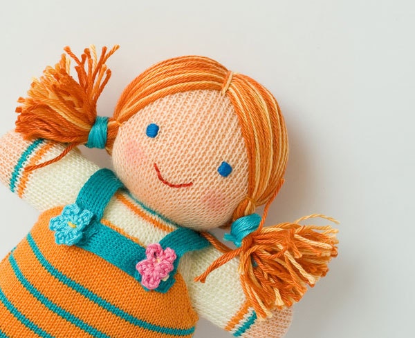 Alice, knitted baby doll - gift for boys and girls from 2 years old