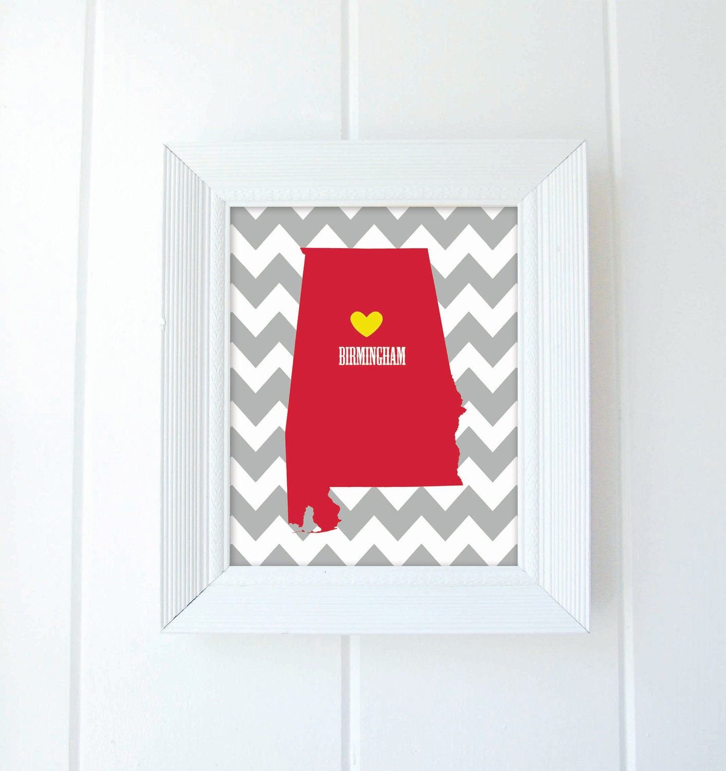 Alabama State Love Map, 8x10, Fine Art Print