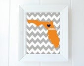 Florida State Love Map, 8x10, Fine Art Print