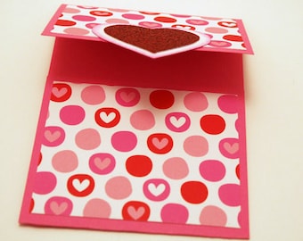 Gift Card Holder, Valentine, Hearts, Red, Pink, White