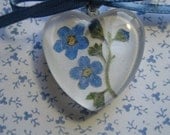 Forget Me Not Pendant Pillow Top Heart Pendant