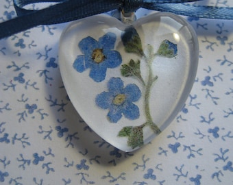 Forget Me Not Pendant Pillow Top Heart Pendant