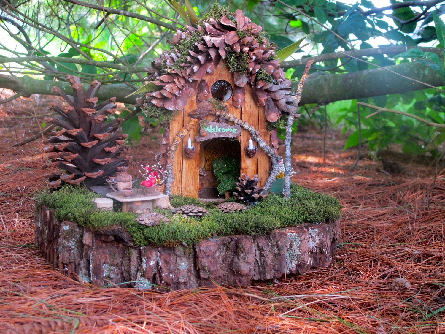 Pine Hollow a OOAK Outdoor Fairy Home